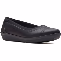 Clarks Womens Ayla Low Ballet Flat  Black Synthetic Nubuck  8.5 M US