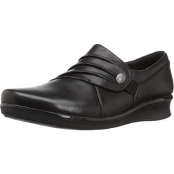 Clarks Women's Hope Roxanne Loafer  Black Leather  8 M US