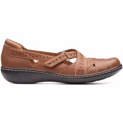 Clarks womens Ashland Spin Q Mary Jane Flat  Dark Tan Leather  7.5 US