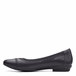 Clarks Women's Sara Bay Ballet Flat  Black Leather  9.5 Wide