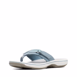 Clarks womens Breeze Sea Flip Flop  Blue Grey Synthetic  9 US
