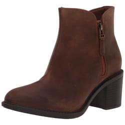 Clarks womens Scene Zip Ankle Boot  Dark Tan Leather  7.5 US