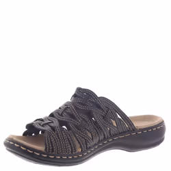 Clarks womens Leisa Faye Sandal Black Leather 7 US
