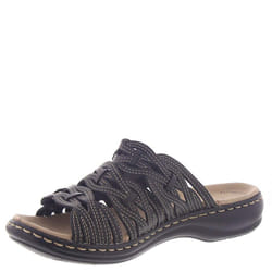 Clarks womens Leisa Faye Sandal  Black Leather  7 US