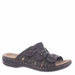 Clarks womens Leisa Faye Sandal  Black Leather  7 US