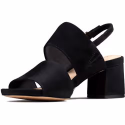 Clarks womens Sheer 55 Sling Heeled Sandal   Black Suede   6.5