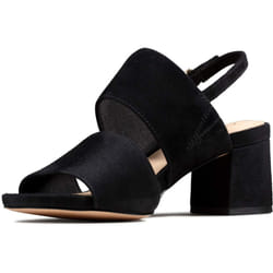 Clarks womens Sheer 55 Sling Heeled Sandal   Black Suede   6.5