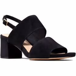 Clarks womens Sheer 55 Sling Heeled Sandal   Black Suede   6.5