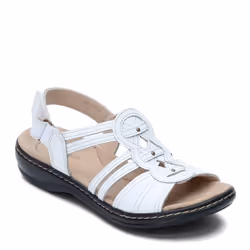 Clarks womens Leisa Janna Sandal  White Leather  9 Wide US