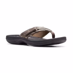 Clarks Women's Breeze Sea Flip-Flop  Pewter Synthetic/Black Sole  11