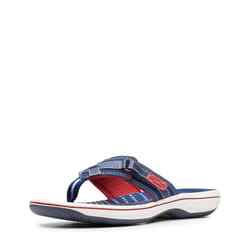 Clarks Women's Breeze Sea Flip-Flop  Navy/Red Synthetic  12