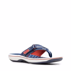 Clarks Women's Breeze Sea Flip-Flop  Navy/Red Synthetic  12