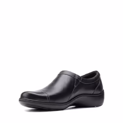 Clarks womens Cora Giny Loafer Flat Black Tumbled/Smooth Leather 7 US