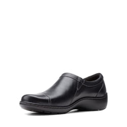 Clarks womens Cora Giny Loafer Flat  Black Tumbled/Smooth Leather  7 US