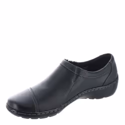 Clarks womens Cora Giny Loafer Flat  Black Tumbled/Smooth Leather  8.5 X-Wide US