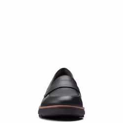 Clarks womens Sharon Gracie Penny Loafer  Black Leather With Dark Tan