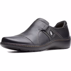 Clarks womens Cora Poppy Loafer  Black Tumbled  8 US