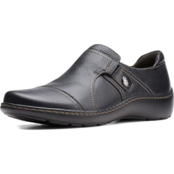 Clarks womens Cora Poppy Loafer  Black Tumbled  8 US