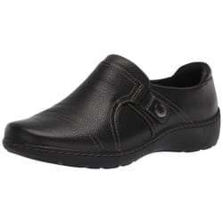 Clarks Women's Cora Poppy Loafer  Black Tumbled  12 Wide