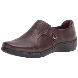Clarks Women's Cora Poppy Loafer  Dark Brown Tumbled  8 Wide