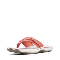 Clarks Women's Breeze Sea Flip-Flop  Bright Coral Synthetic  7
