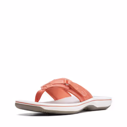 Clarks Women's Breeze Sea Flip-Flop  Bright Coral Synthetic  9