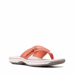 Clarks Women's Breeze Sea Flip-Flop  Bright Coral Synthetic  9