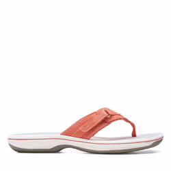 Clarks Women's Breeze Sea Flip-Flop  Bright Coral Synthetic  12