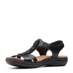 Clarks Women's Laurieann Kay Flat Sandal  Black Leather  9.5