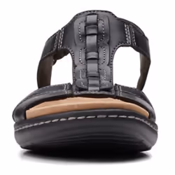Clarks Women's Laurieann Kay Flat Sandal  Black Leather  9.5