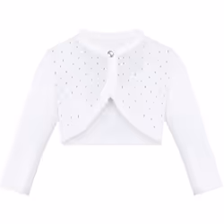 Lilax Baby Girls' Knit Long Sleeve One Button Closure Bolero Shrug 3-6 Months White