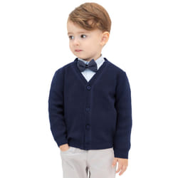 Lilax Baby Boys Basic Long Sleeve V-Neck Classic Knit Cardigan Sweater (Navy  12-18 Months)