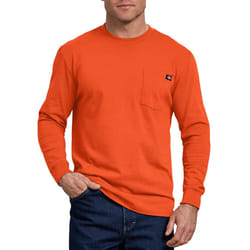 Dickies mens Long Sleeve Heavyweight Neon Crew Neck Tee T Shirt  Bright Orange  Large US