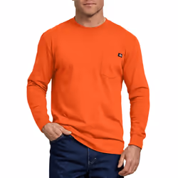 Dickies Men's Long Sleeve Heavyweight Crew Neck  Bright Orange  3X