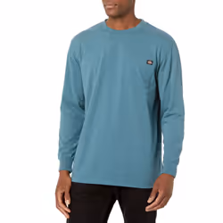 Dickies mens Long Sleeve Heavyweight Crew Neck Work Utility T Shirt  Baltic Blue Single Dye Heather  X-Large US