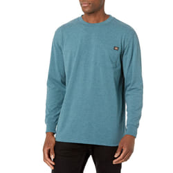 Dickies mens Long Sleeve Heavyweight Crew Neck Work Utility T Shirt  Baltic Blue Single Dye Heather  X-Large US