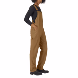 Dickies Women's Duck Double Front Bib Overalls  Rinsed Brown Duck  XL
