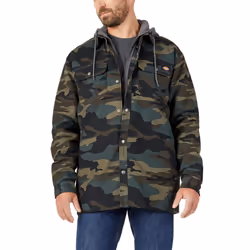 Dickies Men's Fleece Hooded Duck Shirt Jacket with Hydroshield  Hunter