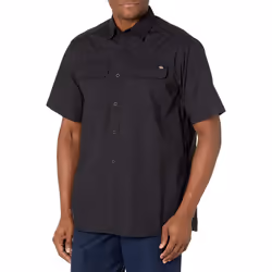 Dickies Men's Short Sleeve Ripstop Work Shirt Rinsed Black XX-Large