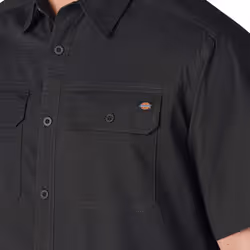 Dickies Men's Short Sleeve Ripstop Work Shirt  Rinsed Black  XX-Large