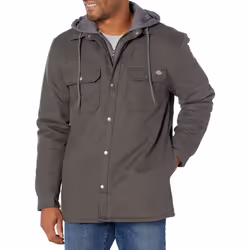Dickies Men's Fleece Hooded Duck Shirt Jacket with DWR Slate X-Large