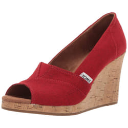 TOMS Women's Classic Espadrille Wedge Sandal  red Crosshatch Jacquard  7.5