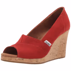 TOMS Women's Classic Espadrille Wedge Sandal  red Crosshatch Jacquard  7.5