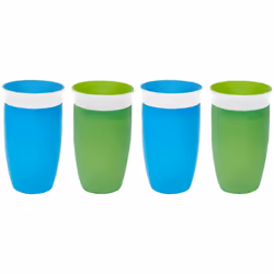 Munchkin Miracle 360 Sippy Cup - Green/Blu  4 Count (Pack of 1)