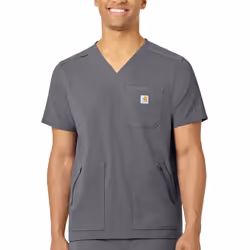 Carhartt Medical Men's Modern Fit 5-Pocket V-Neck Scrub Top Pewter L