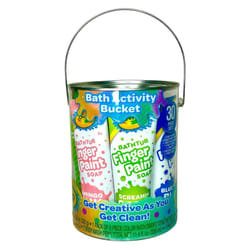 Crayola Bath Time Activity Bucket  30 Piece Bath Playtime Kit for Creative Kids  8 Bath Bombs  4 Finger Paints  7 Body Wash Pens  & More!