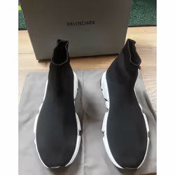 Balenciaga Speed Men's Black And Blue Graffiti Sock Sneakers UK 11
