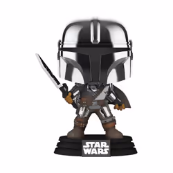 FUNKO POP! The Mandalorian with Dark Saber (Glows in the Dark) (Metallic), Collectible figure, Anime & Manga