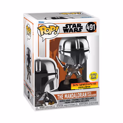 FUNKO POP! The Mandalorian with Dark Saber (Glows in the Dark) (Metallic)