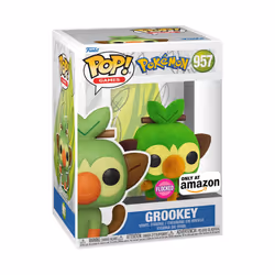 Funko Pop! Games: Pokemon - Grookey (Flocked)  Amazon Exclusive